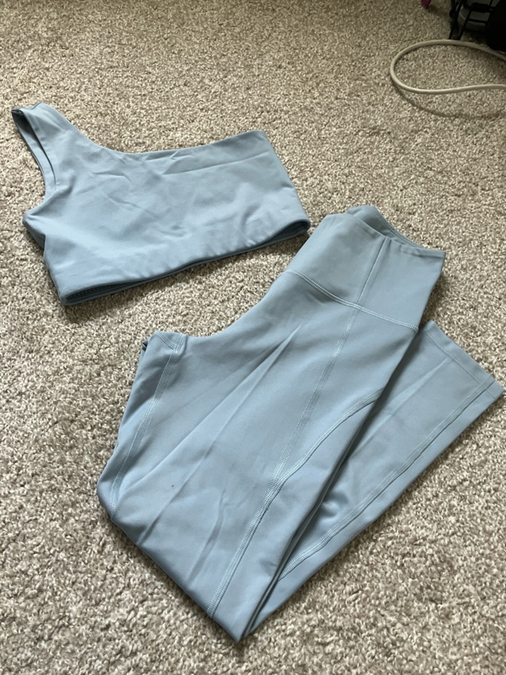 Girlfriend Collective Set Blue Small One shoulder bra leggings
